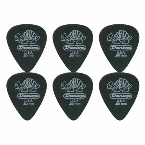 6 x Jim Dunlop Tortex Pitch Black .50MM Guitar Picks Free Shipping