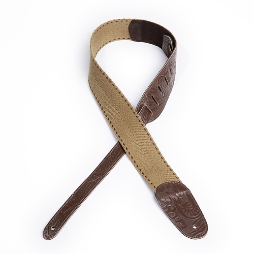 D'Addario 2 Inch Western Leather & Deluxe Cotton Combo Strap - Brown