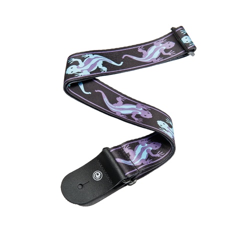 Planet Waves Woven Guitar Strap, Purple & Green Lizards