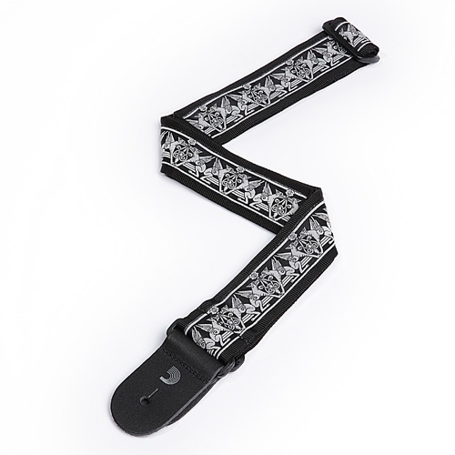 D'Addario 2 Inch Tubular Webbing w/ Grey Jaquard Design Guitar Strap 