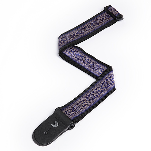D'Addario 2 Inch Tubular Webbing w/ Navy Jaquard Design Guitar Strap 