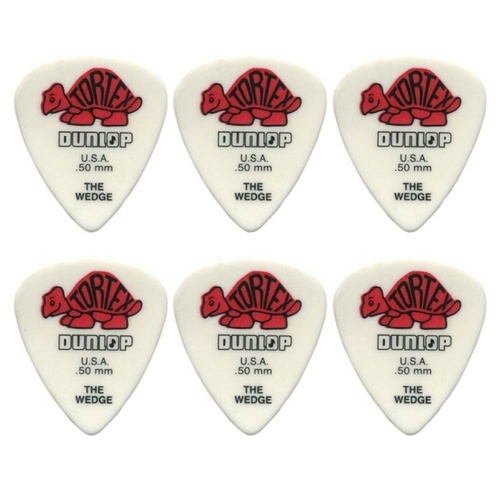 6 x Jim Dunlop Tortex Wedge 0.50mm Guitar Picks 424R USA Basic Pack