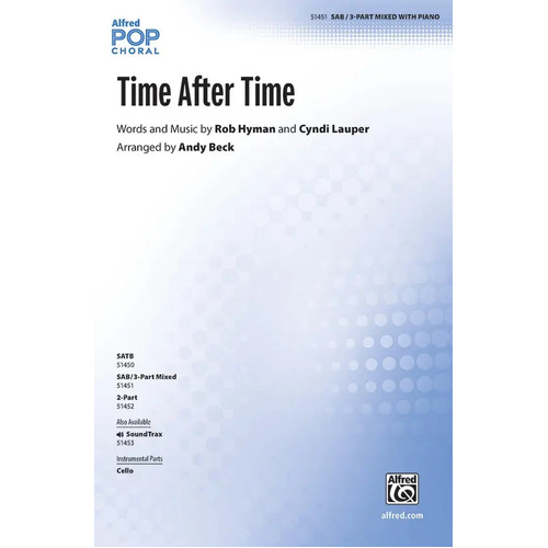 Time After Time - Cyndi Lauper Choral Sheet Music SAB Arrangement