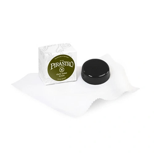 Pirastro Oliv/Evah Violin Rosin - Soft, Low Dust, Dark Olive Color, Includes Grip and Cloth, Suitable for Gut and Synthetic Strings