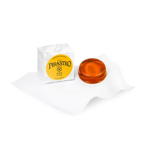 Pirastro Gold Violin Rosin, Medium-Hard, Orange, Crimped Cloth, Square Box, Ideal for Gold Gut Strings
