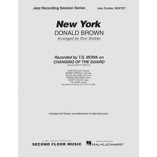 New York Jazz Combo SC/PTS - 3 Horns plus Rhythm (Grade 4-5) (Brown) by Second Floor Music
