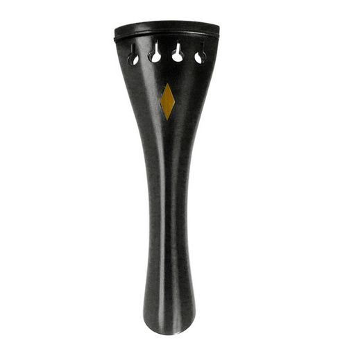 Ebony Violin Tailpiece with Gold-Plated Rhombus Inlay - Tulip Shape