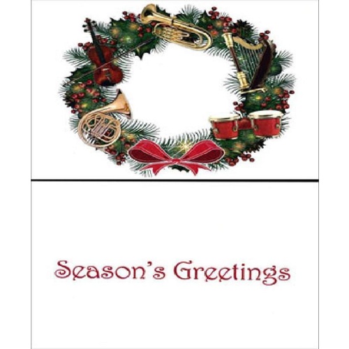 Christmas Card Instrument Wreath 4.25X5.5 Box Of