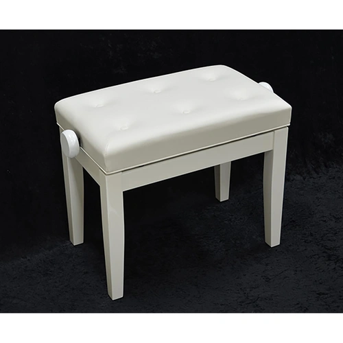 Linley Adjustable Piano Bench with Buttoned Seat - Gloss White