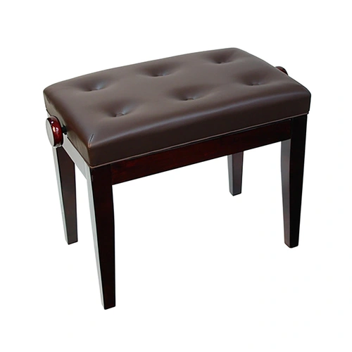 Linley Adjustable Mahogany Piano Bench with Buttoned Leatherette Seat