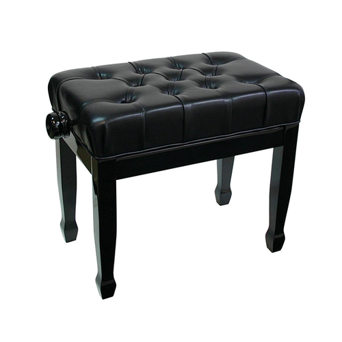 Adjustable Piano Bench w/ Buttoned Seat and Padded Edge - Black