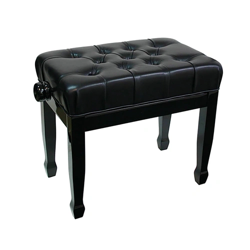 Linley Adjustable Piano Bench with Padded Buttoned Seat - Black Gloss Finish