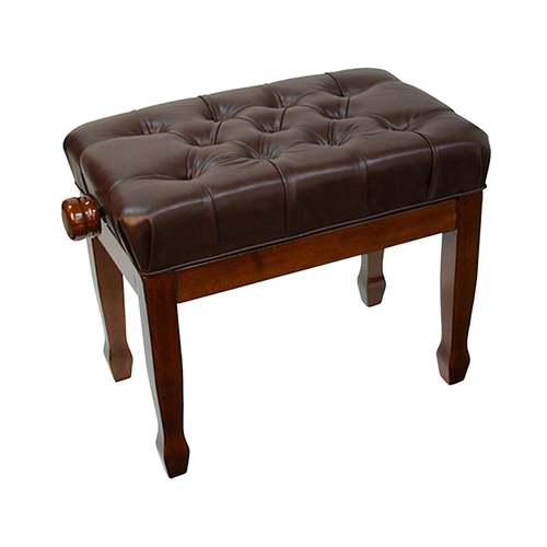 Linley Adjustable Piano Bench with Buttoned Seat and Padded Edge - Walnut Finish