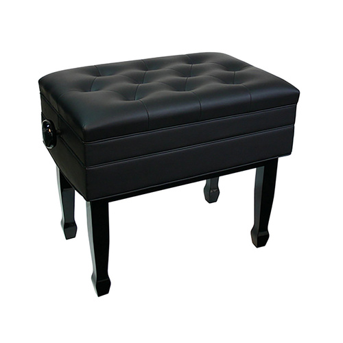 Linley Deluxe Adjustable Piano Bench with Compartment - Black Gloss Finish