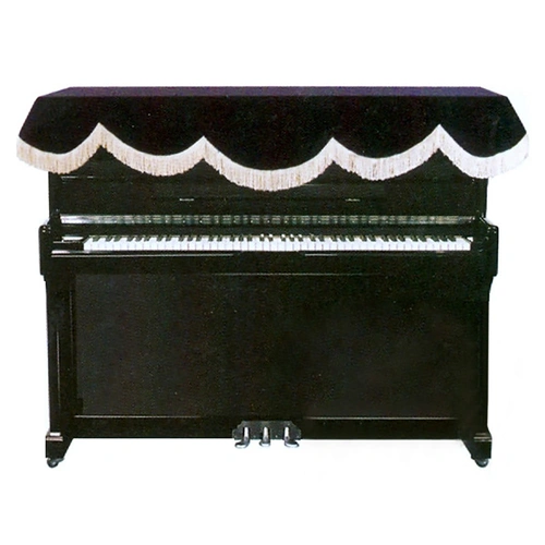 Black Decorative Top Cover for Upright Piano with Tasseled Edge