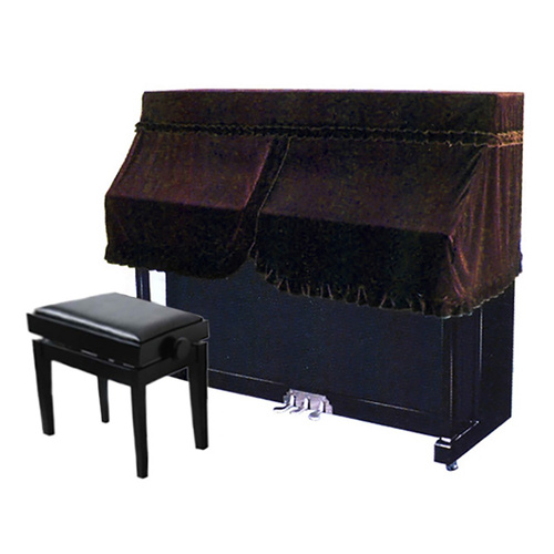 Fitted Half Cover for Upright Piano - Burgundy UP4, 150cm x 34cm x 121cm, Height to Keys: 52cm