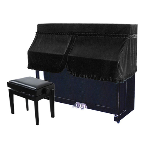 Fitted Half Cover for Upright Piano - Black UP4, 150cm Width, 34cm Depth, 121cm Height, 52cm Top to Keys