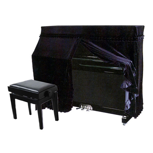 Full Fitted Cover for Upright Piano - Black UP1, 145cm Width, 24cm Depth, 109cm Height, 48cm Top to Keys