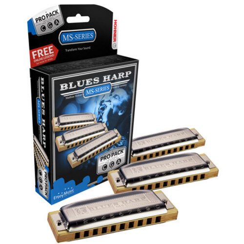 Hohner Blues Harp 3-Pce Harmonica Pro Pack in the Keys C, G, A