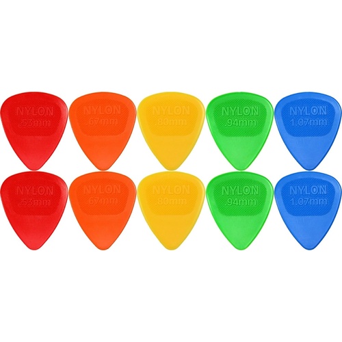 10 x Dunlop Midi Nylon MIXED Colours Guitar Picks NEW