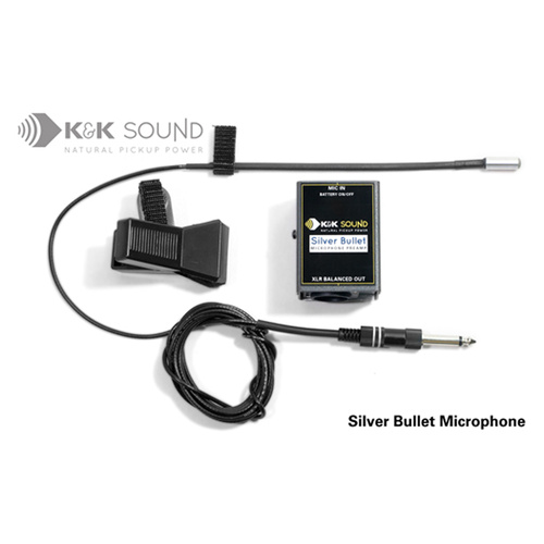 K&K Silver Bullet B&W Microphone with XLR Output and Gooseneck for Wind, String Instruments, Vocals and Hand Drums