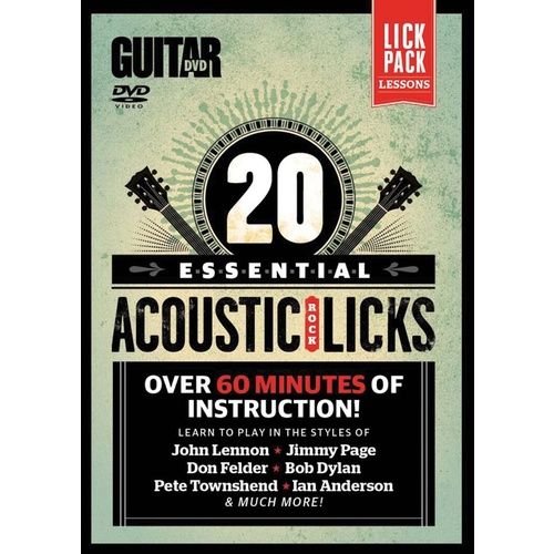 20 Essential Acoustic Rock Licks DVD for Guitar