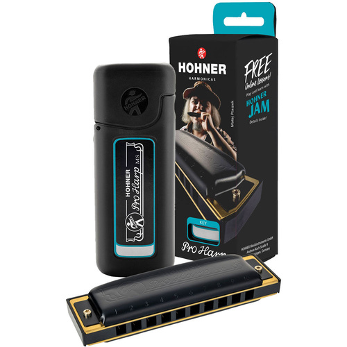 Hohner MS Series Pro Harp Harmonica - Key of Db, Black Comb, Brass Reed Plates, 20 MS Reeds, Made in Germany