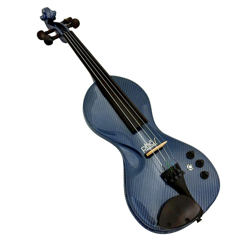 PHOS Electric Violin with Shadow Active Preamp in Textured Blue Case