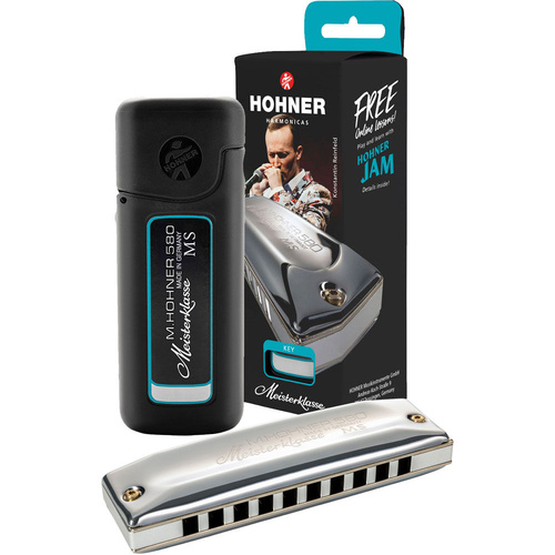 Hohner MS Series Meisterklasse Harmonica - Key of D, 10 Holes, Anodized Aluminium Comb, Brass Reed Plates, Modular System, Made in Germany