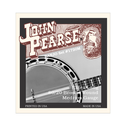 John Pearse 1720M 80/20 Bronze 5-String Banjo String Set, Gauges .010 to .023W