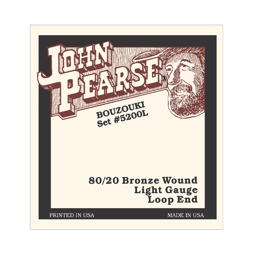 John Pearse 5200L Irish Bouzouki Strings 80/20 Bronze Loop Ends 11-40