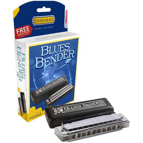 Hohner Enthusiast Series Blues Bender Harmonica, Key of G, 10 Holes, Diatonic, Brass Reed Plates, Durable ABS Comb