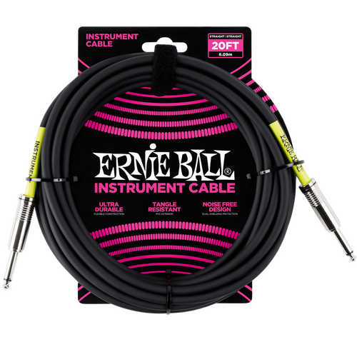 Ernie Ball 6 Meters Straight / Straight Instrument Cable, Black