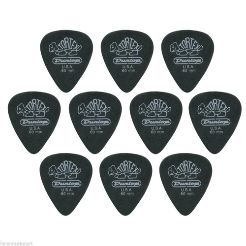 10 x Jim Dunlop TORTEX Pitch Black 0.60mm Guitar Picks NEW 488R Free Postage