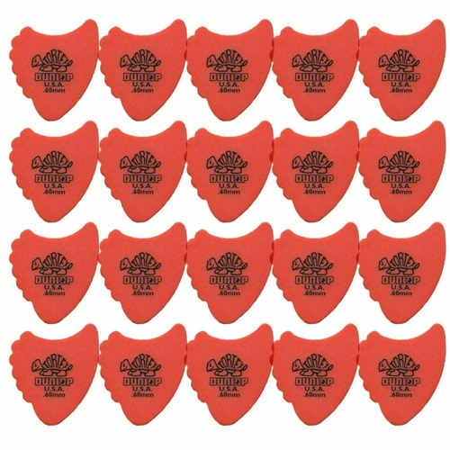 20 x Jim Dunlop Tortex Fins 0.60mm Orange Guitar Picks 414R Free Shipping