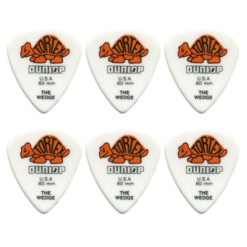 6 x Jim Dunlop Tortex Wedge 0.60mm Guitar Picks 424R USA Basic Pack