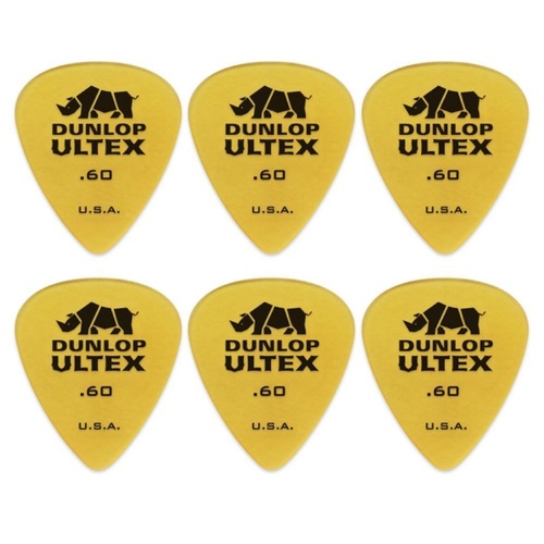 6 x Dunlop Ultex Standard .60MM Gauge Guitar Picks 421R Plectrums