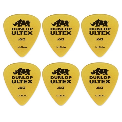 6 x Dunlop Ultex Standard .60MM Gauge Guitar Picks 421R Plectrums