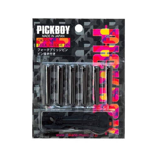 Pickboy Guitar Bridge Pin Set Black with White Dot and Pin Pry Tool
