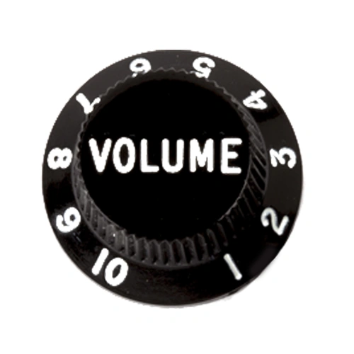 Pickboy S-Type Black Guitar Volume Knob with Numbers 1 to 10, Made in Japan