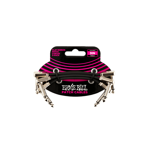 Ernie Ball 3” Flat Ribbon Patch Cable 3-Pack