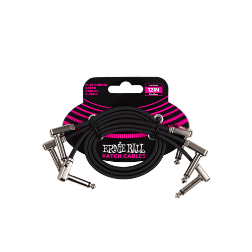 Ernie Ball 12” Flat Ribbon Patch Cable 3-Pack 