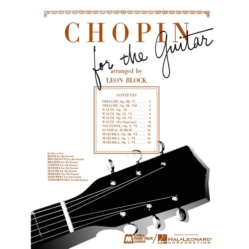 Chopin For The Guitar (Softcover Book)