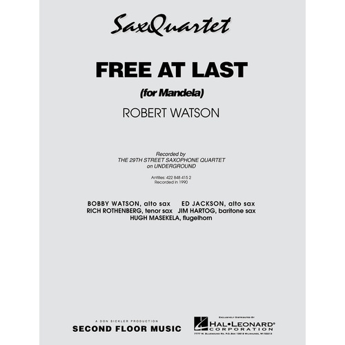 Free At Last Sax Quartet (Music Score/Parts)