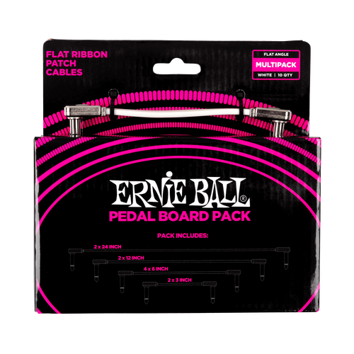 Ernie Ball White Flat Ribbon Patch Cables Pedalboard Multi-Pack
