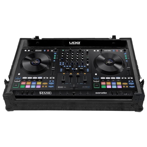 UDG Ultimate Flight Case for Rane Four/Performer with Wheels, Black, 9mm Plywood, EVA Foam Padding, Roller Wheels, Heavy-Duty Construction