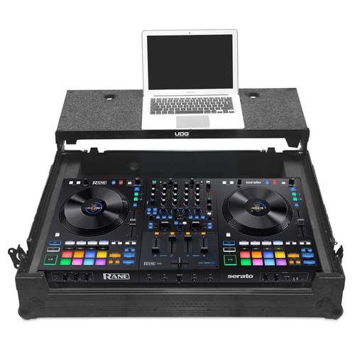 UDG Ultimate Flight Case for Rane Four with Laptop Shelf and Wheels, Black