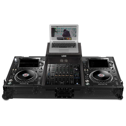 UDG Ultimate Flight Case Set for Pioneer CDJ-3000/A9 Black Plus with Laptop Shelf and Wheels