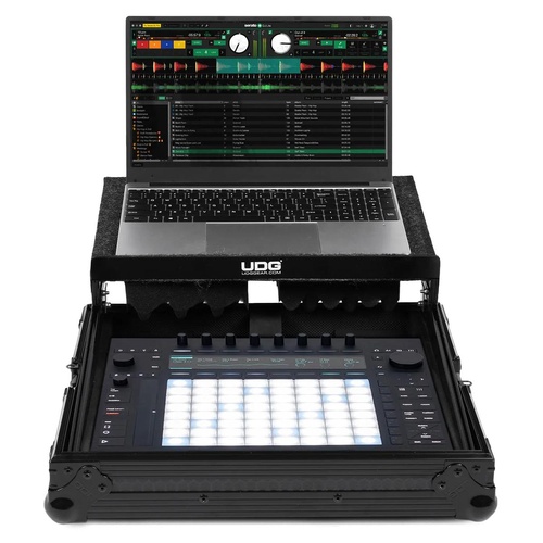 UDG Ultimate Flight Case for Ableton Push 3 - Black, Heavy-Duty Plywood, EVA Foam Padding, Roller Wheels, Dimensions 89x53x23cm