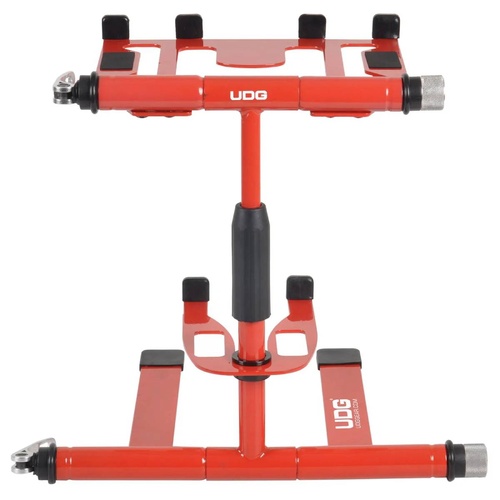 UDG U96113RD Ultimate DIGI Laptop Stand - Red, Adjustable Height, 360-Degree Swivel, Anti-Slip, Portable, Fits 13"-18" Devices